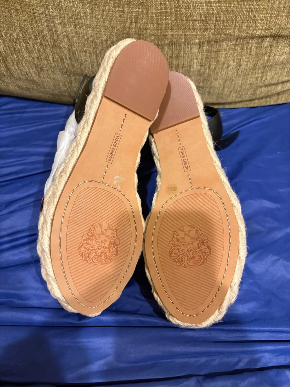 Vince Camuto Leopard Print Espadrille Wedge Sandals with Black Straps